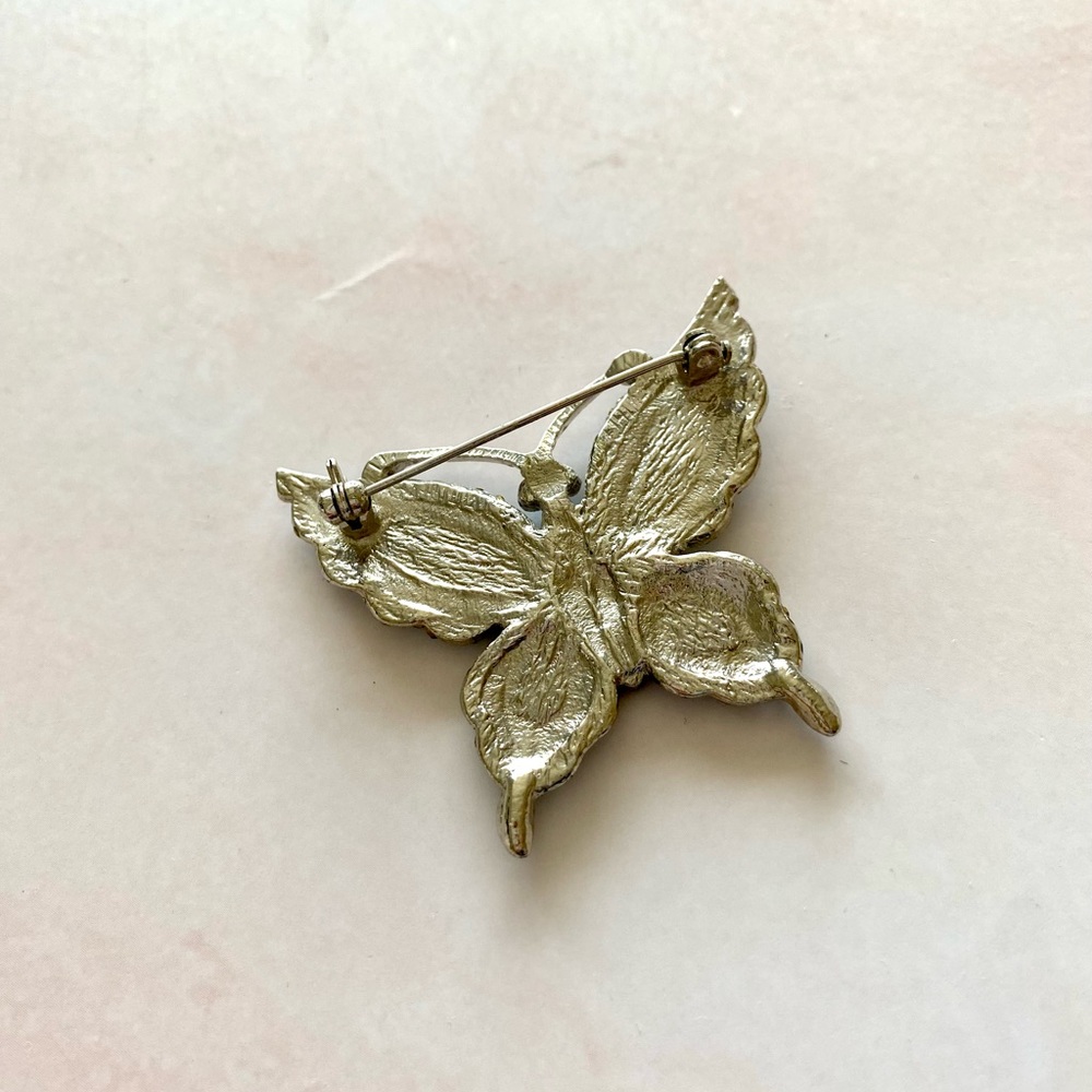 $5 Add On | Turquoise Rhinestone Butterfly Brooch - Picture 3 of 3